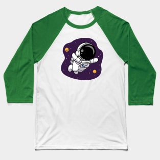 Cute Astronaut Floating In Space Cartoon Baseball T-Shirt